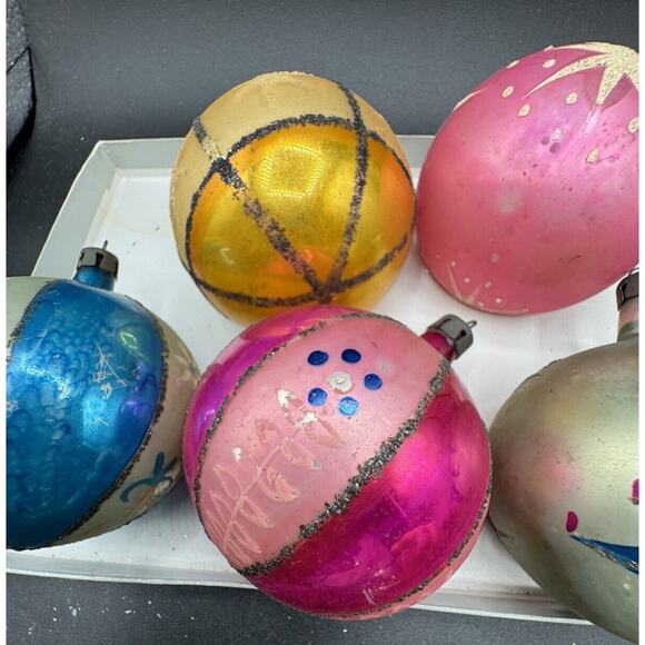 5 Vintage Christmas Ornaments Mercury Glass Micah Hand Painted Poland Gorgeous! - Picture 4 of 5